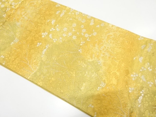 アンティーク　秋草模様織り出し袋帯（着用可）